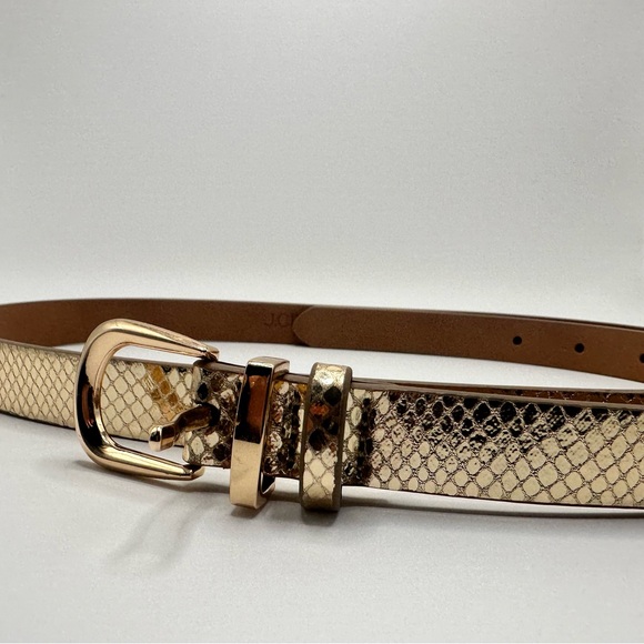 J.Crew Gold Snakeskin Skinny Belt M/L | Metallic Minimalist Belt | Classic - Picture 3 of 8